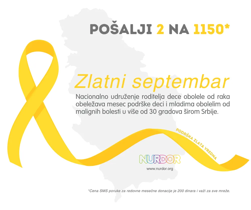 Zlatni septembar – mesec podrške deci i mladima obolelim od raka